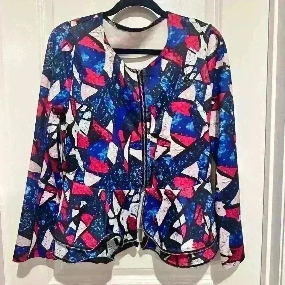 Window pain multicolor top blazer blouse